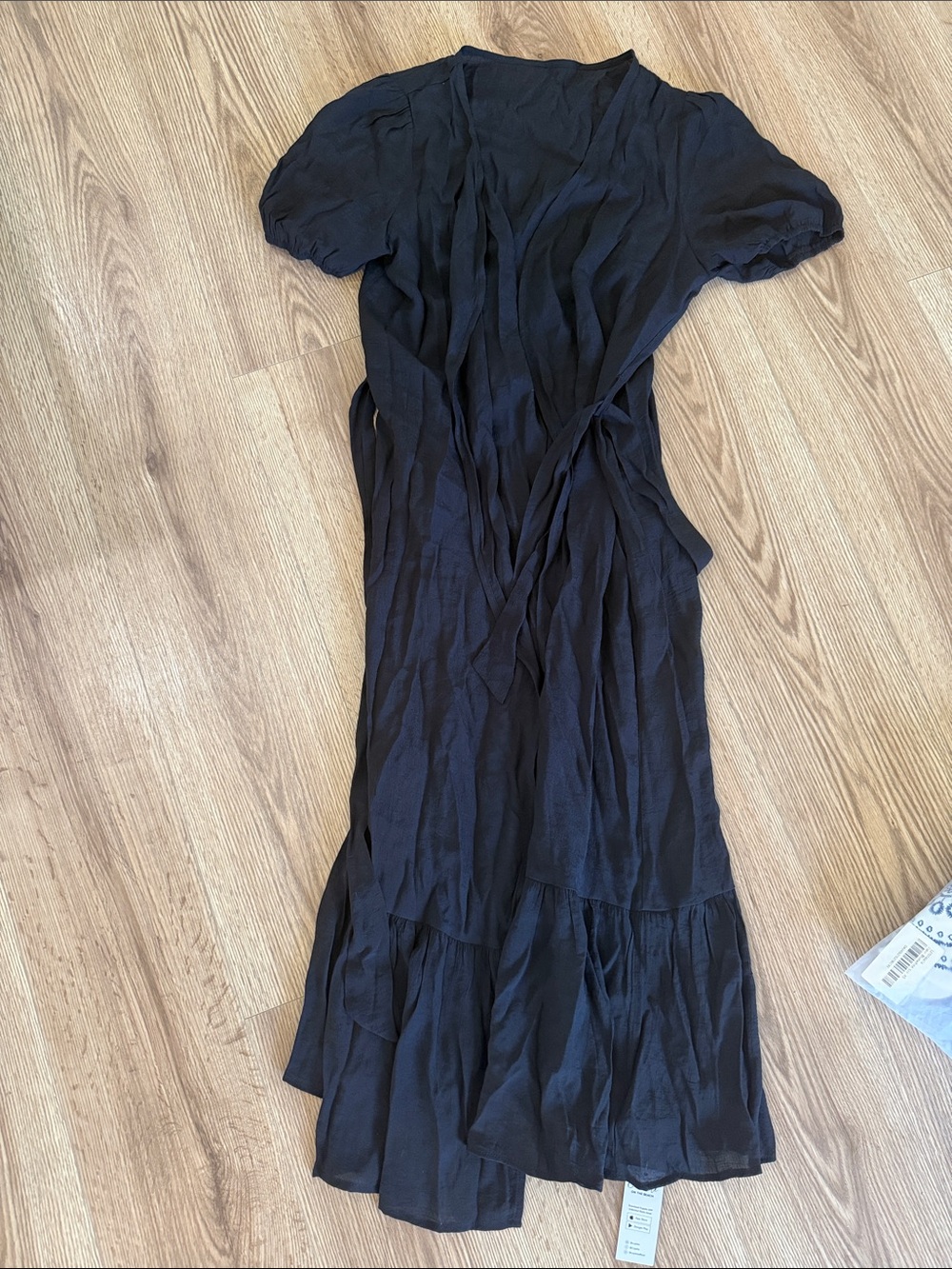 Cupshe Black Short Sleeve Wrap Maxi Cover-Up
